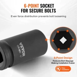VEVOR Axle Nut Impact Socket Set, 3/4" Drive Deep 6-Point 8-Piece SAE Spindle Nut Socket Set, CR-MO Heat Treated Large Socket Set with Storage Case, for Auto Repair, Removing or Installing Axle Nuts