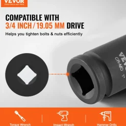 VEVOR Axle Nut Impact Socket Set, 3/4