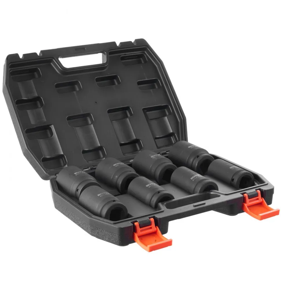 VEVOR Axle Nut Impact Socket Set, 3/4" Drive Deep 6-Point 8-Piece SAE Spindle Nut Socket Set, CR-MO Heat Treated Large Socket Set with Storage Case, for Auto Repair, Removing or Installing Axle Nuts