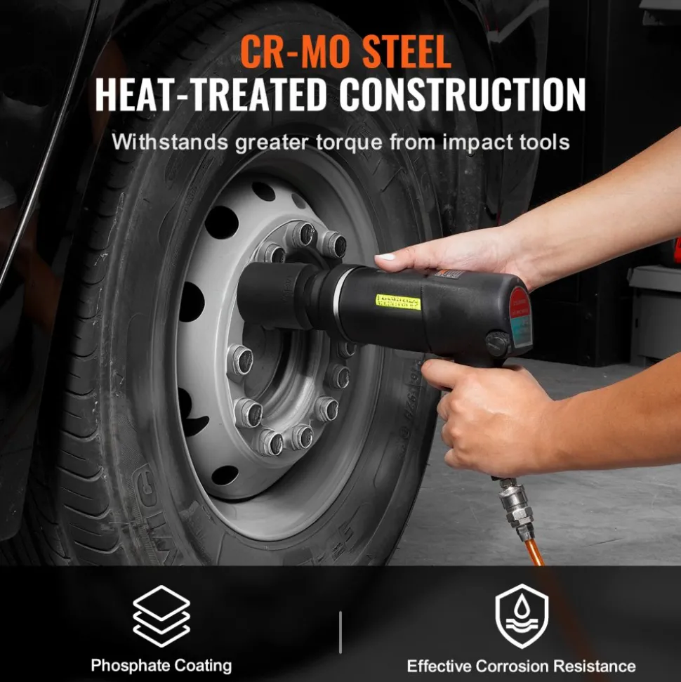 VEVOR Axle Nut Impact Socket Set, 1/2" Drive Deep 6-Point 8-Piece SAE Spindle Nut Socket Set, CR-MO Heat Treated Large Socket Set with Storage Case, for Auto Repair, Removing or Installing Axle Nuts