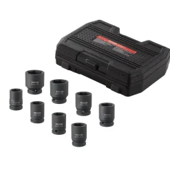 VEVOR Axle Nut Impact Socket Set, 3/4" Drive 6-Point 8-Piece Metric Spindle Nut Socket Set, CR-MO Heat Treated Large Socket Set with Storage Case, for Auto Repair, Removing or Installing Axle Nuts