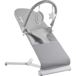 VEVOR Baby Bouncer, Folding Bouncer Seat for Babies 0-9 Months, Newborn Bouncer Chair with 2 Reclining Angles & Rotatable Toy Bar, Portable Infant Rocker with Travel Bag for Indoor Outdoor, Light Gray