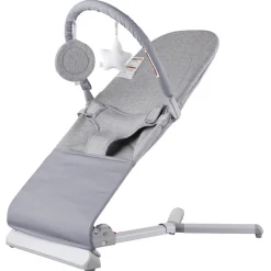 VEVOR Baby Bouncer, Folding Bouncer Seat for Babies 0-9 Months, Newborn Bouncer Chair with 2 Reclining Angles & Rotatable Toy Bar, Portable Infant Rocker with Travel Bag for Indoor Outdoor, Light Gray