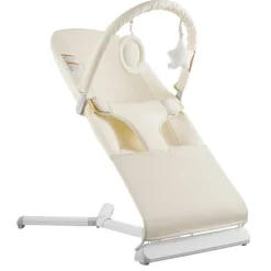 VEVOR Baby Bouncer, Folding Bouncer Seat for Babies 0-9 Months, Newborn Bouncer Chair with 2 Reclining Angles & Rotatable Toy Bar, Portable Infant Rocker with Carrying Bag for Indoors Outdoors, Beige