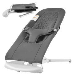 VEVOR Baby Bouncer, Folding Bouncer Seat for Babies 0-9 Months, Newborn Bouncer Chair with 2 Reclining Angles & 3-Point Harness, Portable Infant Rocker with Carrying Bag for Indoor Outdoor, Dark Gray
