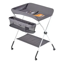 VEVOR Baby Changing Table, Foldable Diaper Change Station with Side Basket, Adjustable Height Portable Changing Table with Lockable Wheels, Multi-Functional Storage Organizer Nursery, Dark Gray