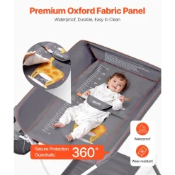 VEVOR Baby Changing Table, Foldable Diaper Change Station with Side Basket, Adjustable Height Portable Changing Table with Lockable Wheels, Multi-Functional Storage Organizer Nursery, Dark Gray