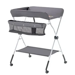 VEVOR Baby Changing Table, Foldable Diaper Change Station with Side Basket, Adjustable Height Portable Changing Table with Lockable Wheels, Multi-Functional Storage Organizer Nursery, Dark Gray