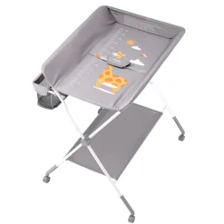 VEVOR Baby Changing Table, Foldable Diaper Change Station with Side Basket, Adjustable Height Portable Changing Table with Lockable Wheels, Multi-Functional Storage Organizer Nursery, Light Gray