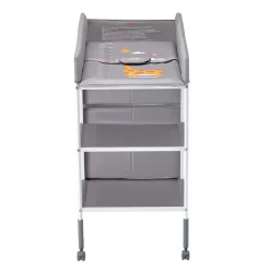 VEVOR Baby Changing Table, Portable Diaper Change Station with 3 Fabric Drawers and Lockable Wheels, Adjustable Height Multi-Functional Changing Station Table with Storage Organizer Nursery, Gray