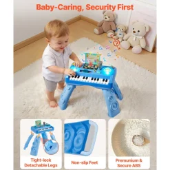 VEVOR Baby DJ Playset for Toddlers 1-3, Educational Musical Table Toys with 133 Sound Sources, Recording and LED DJ Turntable, Baby Activity Table for Birthday, Gift for Kids Aged 6+ Months