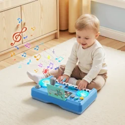 VEVOR Baby DJ Playset for Toddlers 1-3, Educational Musical Table Toys with 133 Sound Sources, Recording and LED DJ Turntable, Baby Activity Table for Birthday, Gift for Kids Aged 6+ Months