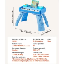 VEVOR Baby DJ Playset for Toddlers 1-3, Educational Musical Table Toys with 133 Sound Sources, Recording and LED DJ Turntable, Baby Activity Table for Birthday, Gift for Kids Aged 6+ Months