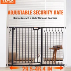 VEVOR Baby Gate, 29.5"-46.4" Extra Wide, 30" High, Dog Gate for Stairs Doorways and House, Easy Step Walk Thru Auto Close Child Gate Pet Security Gate with Pressure Mount Kit and Wall Mount Kit, Black