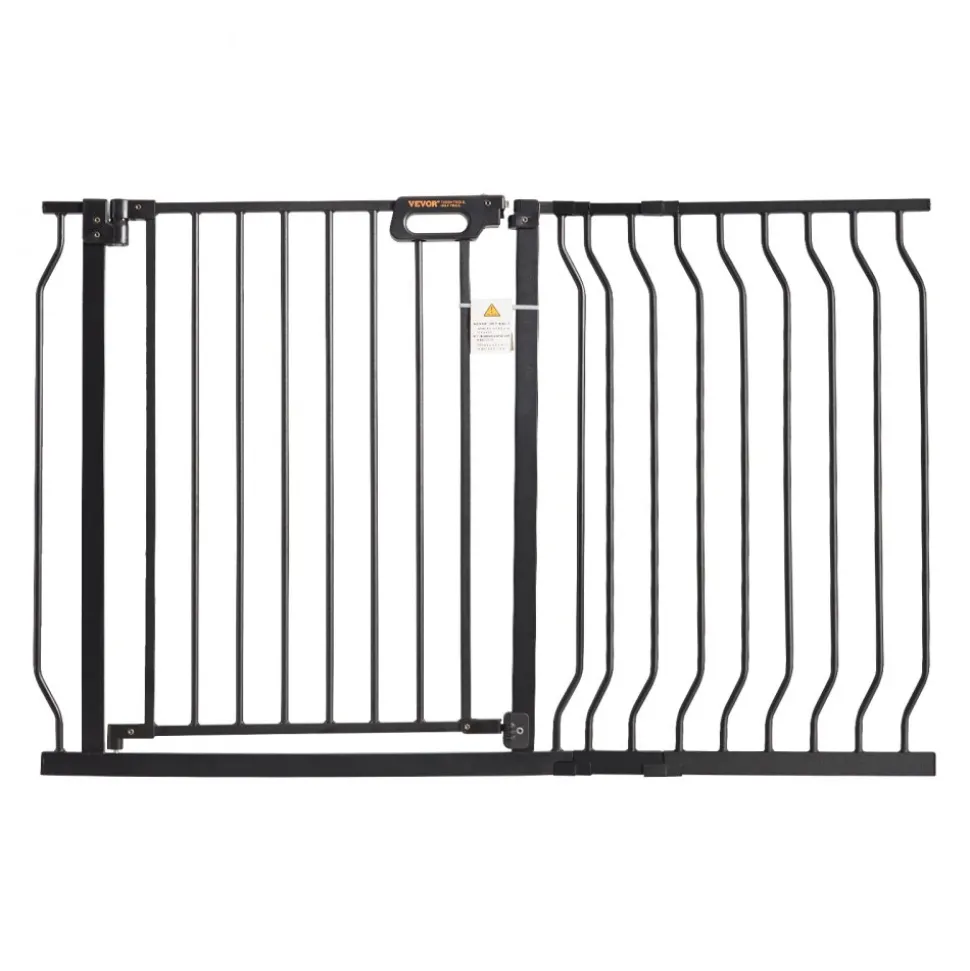 VEVOR Baby Gate, 29.5"-46.4" Extra Wide, 30" High, Dog Gate for Stairs Doorways and House, Easy Step Walk Thru Auto Close Child Gate Pet Security Gate with Pressure Mount Kit and Wall Mount Kit, Black