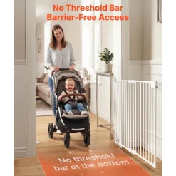 VEVOR Baby Gate for Stairs, 26-43 in Adjustable Width, 28 in High Dog Gate, No Bottom Bar, One-Handed Operation, Easy Drilling Installation with Hardware Kit, for Stairs, Doorways, and House, White