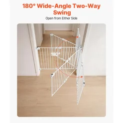 VEVOR Baby Gate for Stairs, 26-43 in Adjustable Width, 28 in High Dog Gate, No Bottom Bar, One-Handed Operation, Easy Drilling Installation with Hardware Kit, for Stairs, Doorways, and House, White