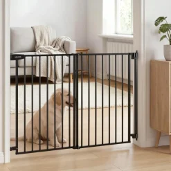 VEVOR Baby Gate for Stairs, 31-48 in Adjustable Width, 36 in High Dog Gate, No Bottom Bar, One-Handed Operation, Easy Drilling Installation with Hardware Kit, for Stairs, Doorways, and House, Black