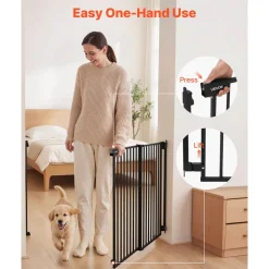 VEVOR Baby Gate for Stairs, 31-48 in Adjustable Width, 36 in High Dog Gate, No Bottom Bar, One-Handed Operation, Easy Drilling Installation with Hardware Kit, for Stairs, Doorways, and House, Black