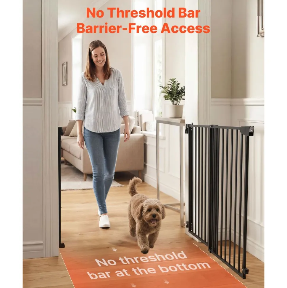 VEVOR Baby Gate for Stairs, 31-48 in Adjustable Width, 30 in High Dog Gate, No Bottom Bar, One-Handed Operation, Easy Drilling Installation with Hardware Kit, for Stairs, Doorways, and House, Black