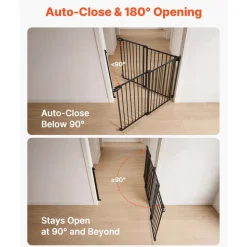 VEVOR Baby Gate for Stairs, 31-48 in Adjustable Width, 30 in High Dog Gate, No Bottom Bar, One-Handed Operation, Easy Drilling Installation with Hardware Kit, for Stairs, Doorways, and House, Black