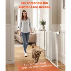 VEVOR Baby Gate for Stairs, 29-43 in Adjustable Width, 36 in High Dog Gate, No Bottom Bar, One-Handed Operation, Easy Drilling Installation with Hardware Kit, for Stairs, Doorways, and House, White