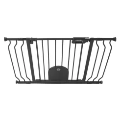 VEVOR Baby Gate for Stairs, 29.5-43 in Adjustable Width, Baby Gate with Adjustable Cat Door, with Pressure Mount Kit and Wall Mount Kit, Secure Metal Pet Door for Stairs, Doorways, and House, Black