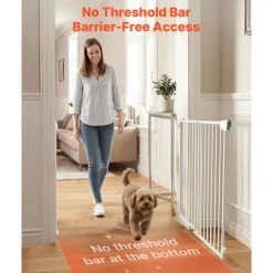 VEVOR Baby Gate for Stairs, 31-48 in Adjustable Width, 30 in High Dog Gate, No Bottom Bar, One-Handed Operation, Easy Drilling Installation with Hardware Kit, for Stairs, Doorways, and House, White