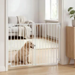 VEVOR Baby Gate for Stairs, 31-48 in Adjustable Width, 30 in High Dog Gate, No Bottom Bar, One-Handed Operation, Easy Drilling Installation with Hardware Kit, for Stairs, Doorways, and House, White