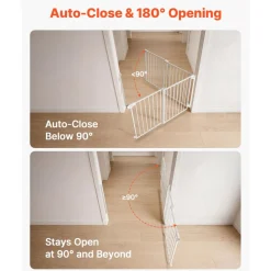 VEVOR Baby Gate for Stairs, 31-48 in Adjustable Width, 30 in High Dog Gate, No Bottom Bar, One-Handed Operation, Easy Drilling Installation with Hardware Kit, for Stairs, Doorways, and House, White