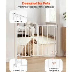 VEVOR Baby Gate for Stairs, 28-43 in Adjustable Width, 30 in High Dog Gate, No Bottom Bar, One-Handed Operation, Easy Drilling Installation with Hardware Kit, for Stairs, Doorways, and House, White