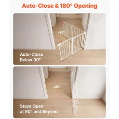 VEVOR Baby Gate for Stairs, 28-43 in Adjustable Width, 30 in High Dog Gate, No Bottom Bar, One-Handed Operation, Easy Drilling Installation with Hardware Kit, for Stairs, Doorways, and House, White