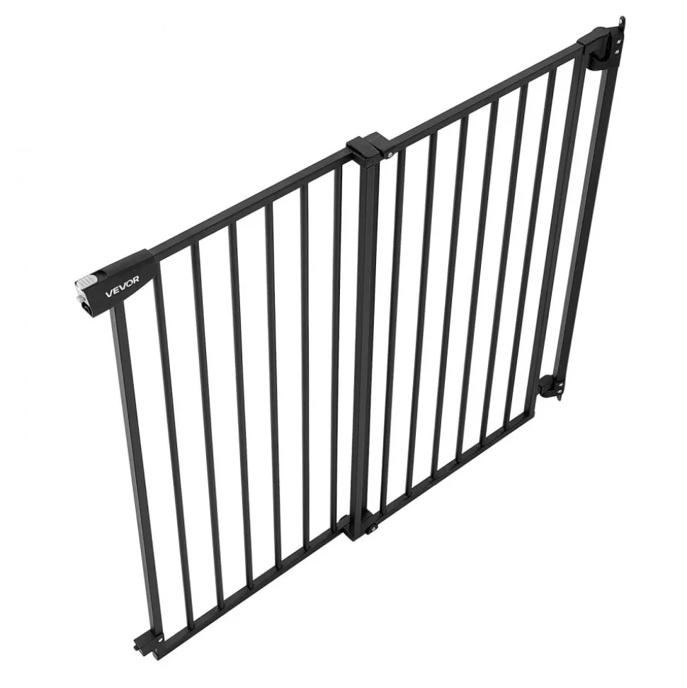 VEVOR Baby Gate for Stairs, 28-43 in Adjustable Width, 36 in High Dog Gate, No Bottom Bar, One-Handed Operation, Easy Drilling Installation with Hardware Kit, for Stairs, Doorways, and House, Black