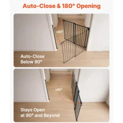 VEVOR Baby Gate for Stairs, 28-43 in Adjustable Width, 30 in High Dog Gate, No Bottom Bar, One-Handed Operation, Easy Drilling Installation with Hardware Kit, for Stairs, Doorways, and House, Black
