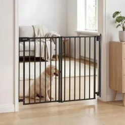 VEVOR Baby Gate for Stairs, 28-43 in Adjustable Width, 30 in High Dog Gate, No Bottom Bar, One-Handed Operation, Easy Drilling Installation with Hardware Kit, for Stairs, Doorways, and House, Black