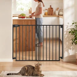 VEVOR Baby Gate for Stairs, 28-43 in Adjustable Width, 30 in High Dog Gate, No Bottom Bar, One-Handed Operation, Easy Drilling Installation with Hardware Kit, for Stairs, Doorways, and House, Black