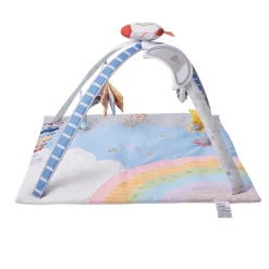 VEVOR Baby Play Gym Mat, Tummy Time Mat with 6 Sensory Toys, Baby Activity Mat with Light-up Musical Rocket Toy for 0-18 Month Newborn Infant, Baby Essential Gift for Sensory & Motor Skill Development
