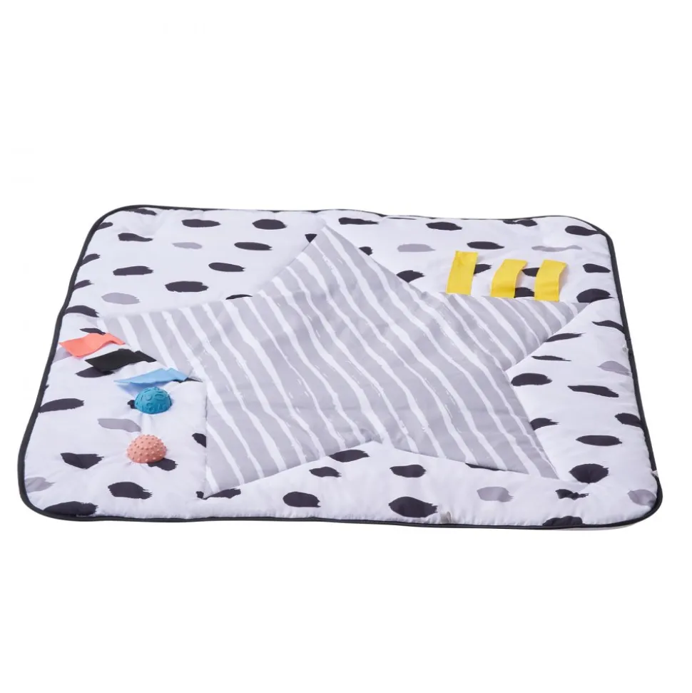 VEVOR Baby Play Gym Mat, Tummy Time Mat with 6 Sensory Toys, Baby Activity Mat with 2 Touch Balls & Soft Fabric for Sensory & Motor Skill Development, Baby Essential Gift for 0-18 Month Newborn Infant
