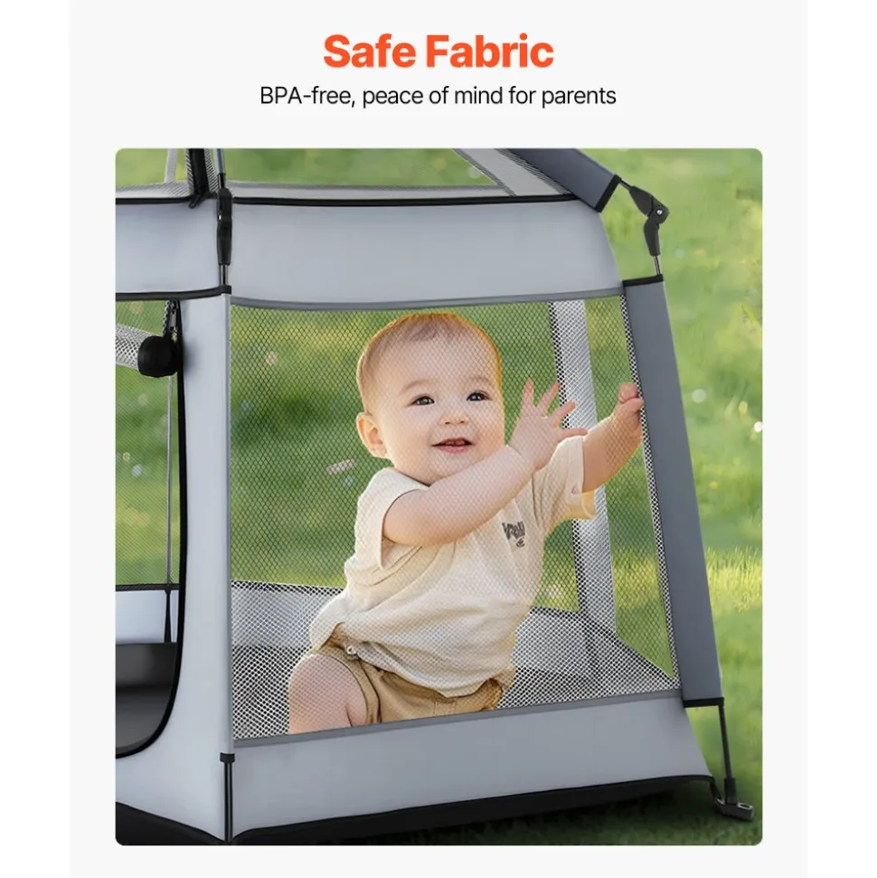VEVOR Baby Playpen, Pop Up Toddler Playpen with Canopy, Indoor & Outdoor Portable Play Yard for Babies Toddlers with UPF 50+ Sunshades & Travel Bag for Home Park Beach, Foldable and Lightweight