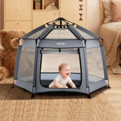 VEVOR Baby Playpen, Pop Up Toddler Playpen with Canopy, Indoor & Outdoor Portable Play Yard for Babies Toddlers with UPF 50+ Sunshades & Travel Bag for Home Park Beach, Foldable and Lightweight
