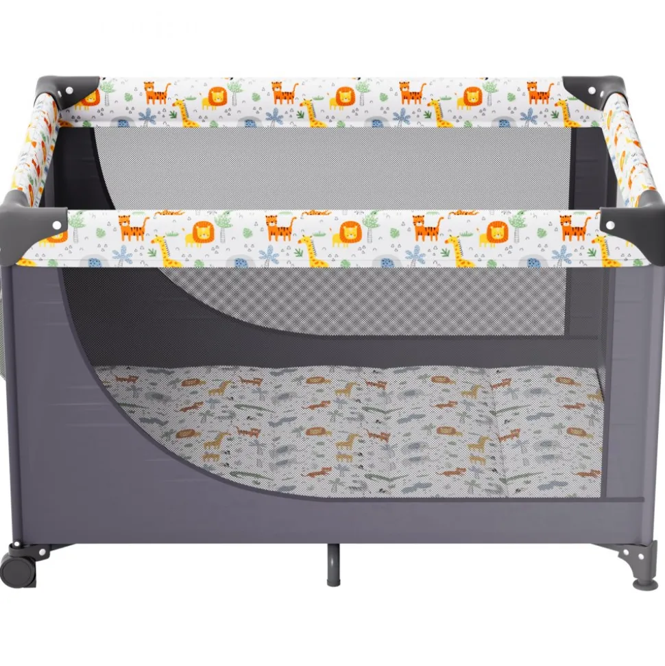 VEVOR Baby Playpen Travel Crib, Quick-Folding Playpen for Baby & Toddler, Portable Baby Fence Play Yard with Wheels, Breathable Mesh & Travel Bag, Indoor/Outdoor Kids Activity Center for 0-36 Months