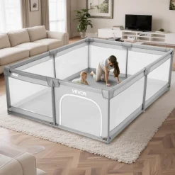 VEVOR Baby Playpen, 78.7″ x 70.3″ Extra Large Playpen for Babies Toddlers, Indoor/Outdoor Baby Fence Play Yard, No-Gap Safety Activity Center with 50 Ocean Balls, Zippered Door & Soft Breathable Mesh