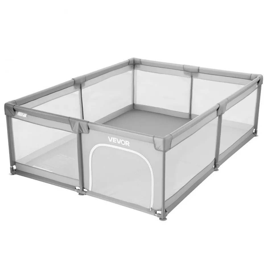 VEVOR Baby Playpen, 78.7″ x 70.3″ Extra Large Playpen for Babies Toddlers, Indoor/Outdoor Baby Fence Play Yard, No-Gap Safety Activity Center with 50 Ocean Balls, Zippered Door & Soft Breathable Mesh