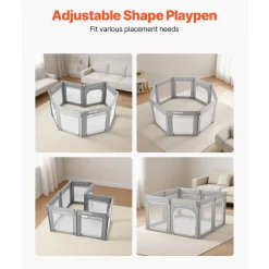 VEVOR Baby Playpen, 47.2″ x 47.2″ Foldable Toddlers Playpen, Indoor/Outdoor Baby Fence Play Yard with Zippered Door & Soft Breathable Mesh, No-Gap Toddlers Activity Center for 6 -24 Months Babies