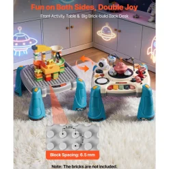 VEVOR Baby Spacecraft Musical Table Toys for 1-3 Years Old, Learning Activity Desk with Space Theme & Soft-glow Star Projector & 60+ Sound Sources, Toddler Learning Table for Kids 6+ Months