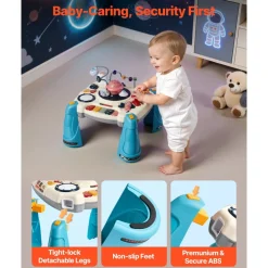 VEVOR Baby Spacecraft Musical Table Toys for 1-3 Years Old, Learning Activity Desk with Space Theme & Soft-glow Star Projector & 60+ Sound Sources, Toddler Learning Table for Kids 6+ Months