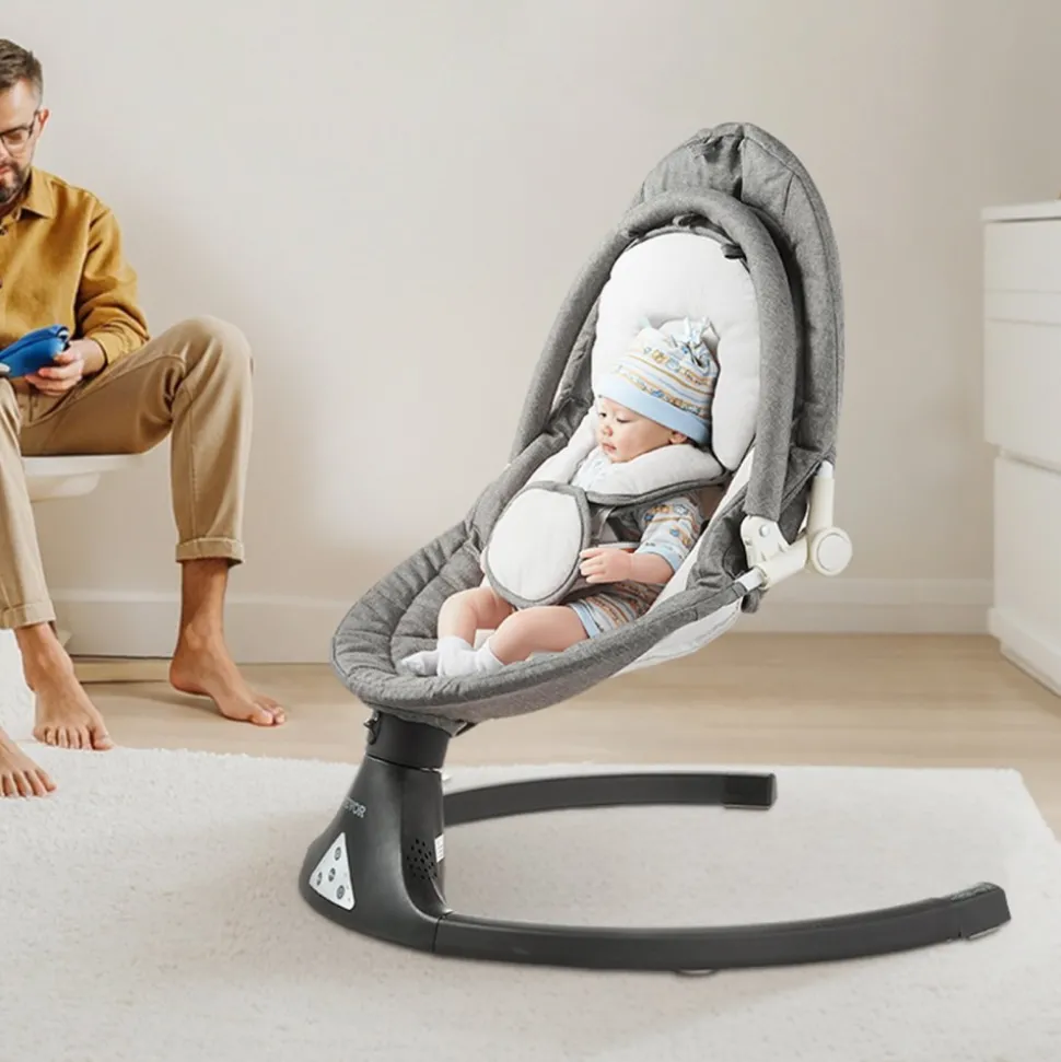 VEVOR Baby Swing, 5-Speed Baby Rocker with 3 Seat Position, Portable Infant Swing for Newborn with PVC Touch Panel, Remote Control, Bluetooth, 10 Lullabies & Toy Bar for 0-9 Month/0-20 lbs Boys Girls
