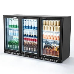 VEVOR Back Bar Cooler, 11.4 Cu.Ft Commercial Beverage Refrigerator with 3 Glass Door, Large Under Counter Fridge w/ LED Lighting, Shelf, Low-E Glass Display Cooler for Store, Lobby, Restaurant, Pub