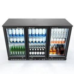 VEVOR Back Bar Cooler, 11.4 Cu.Ft Commercial Beverage Refrigerator with 3 Glass Door, Large Under Counter Fridge w/ LED Lighting, Shelf, Low-E Glass Display Cooler for Store, Lobby, Restaurant, Pub