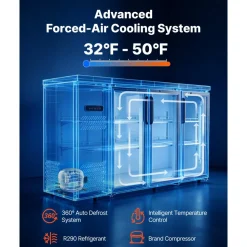 VEVOR Back Bar Cooler, 19.6 Cu. Ft Counter Height Beverage Refrigerator, Commercial Bar Display Fridge w/ 3 Glass Doors, LED Lighting, Fan Cooling Beer Wine Cooler for Pub, Merchandiser, Store